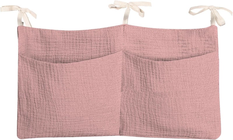zonBroth Dormitory Bed-Bunk Organizing Bag Nappy-bags Organizer Bedside Hanging Bags Milk Bottle Bib-Storage Bag Crib Organizer Bag Baby Nappy-Bag cotton (pink) - Image 1